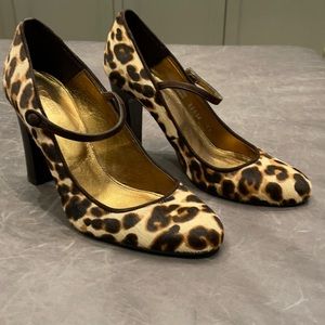 JCrew Pony Hair Leopard Print Mary Jane Pumps